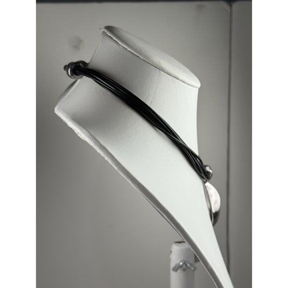 Simmon Sebbag Sterling Silver Necklace Modernist Abstract 17.5" Multi Black Cord - Picture 7 of 8